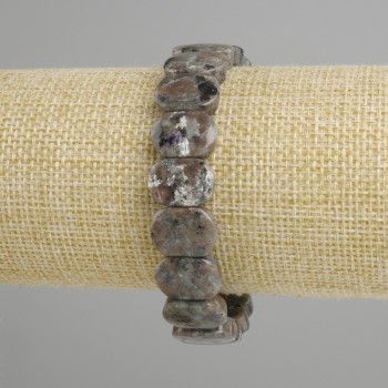 Bracelet en howlite, maillons lisses, diamètre 14 × 10 mm ±, longueur 18 cm ±, élastique