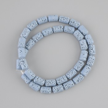 Perles bleues en lave volcanique cylindrique, diamètre 10×6 mm, sur fil, longueur 38 cm+