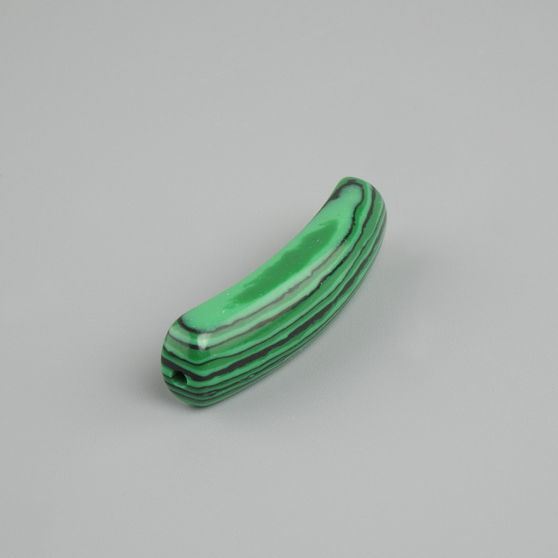 Insertion en malachite, maillon incurvé avec trous 36x10x6 mm +