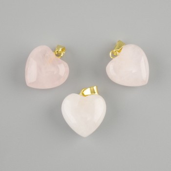 Pendentif Cœur en quartz rose 15x15x23 mm+