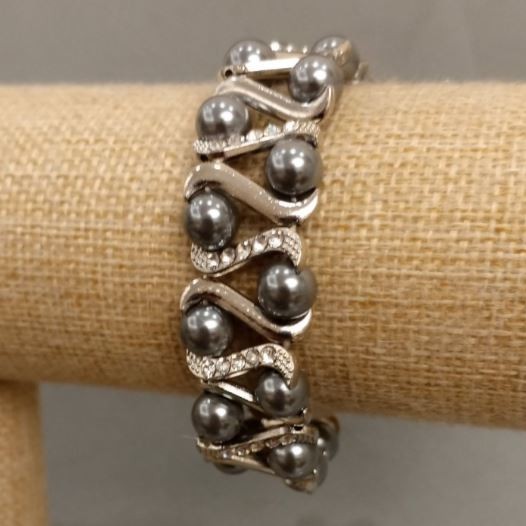 Bracelet de perles de Majorque, longueur 18 cm, élastique