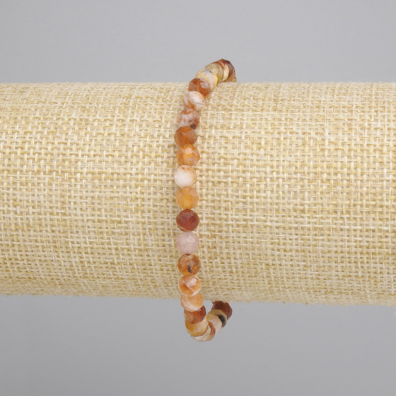 Bracelet Agate, bille facettée, diamètre 5 mm, longueur environ 18 cm, élastique