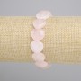 Bracelet quartz rose en forme de cœurs, diamètre 14 mm ±, longueur 18 cm ±, élastique