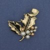 Broche-pendantif Feuille de Majorque doré en métal 44×35 mm+