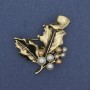 Broche-pendantif Feuille de Majorque doré en métal 44×35 mm+