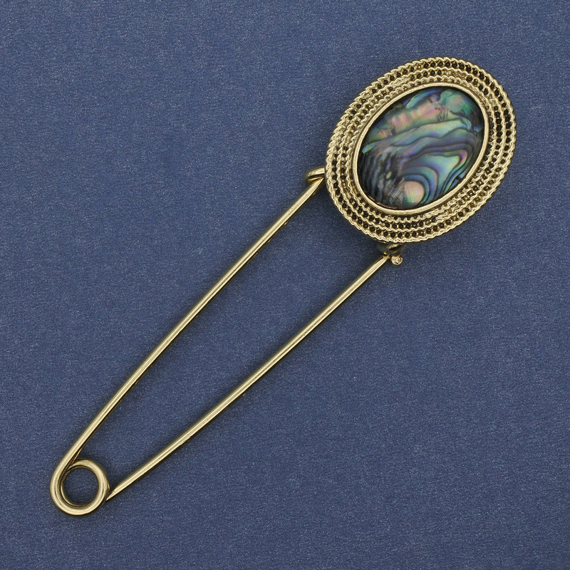 Broche-épingle Haliotis doré en métal 80×22 mm+