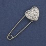 Broche-épingle avec strass blancs 38 × 12 mm ± métal argenté