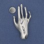Broche magnétique en forme de main, métal argenté, 27×55 mm+