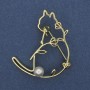 Broche Chat avec perle en métal doré 40×34 mm+