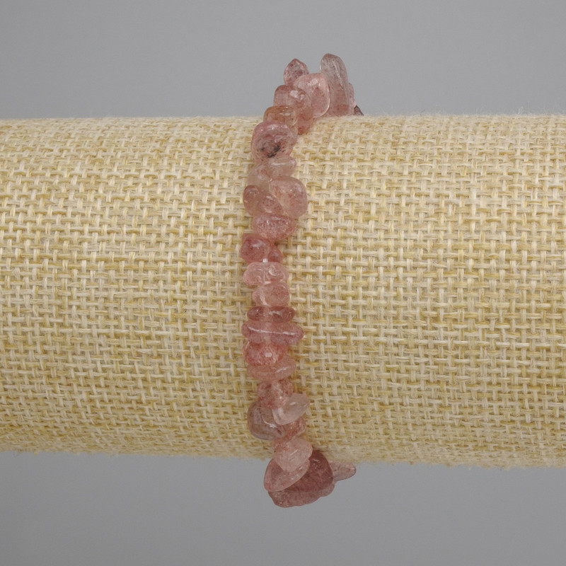 Bracelet Quartz rose en grains 18 cm