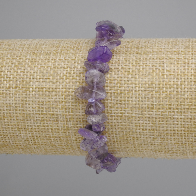 Bracelet en éclats d'améthyste, diamètre 7–10×2–4 mm, longueur 18 cm ±, élastique