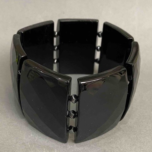 Bracelet en agate à maillons facettés 40 × 28 mm, longueur 18 cm, élastique
