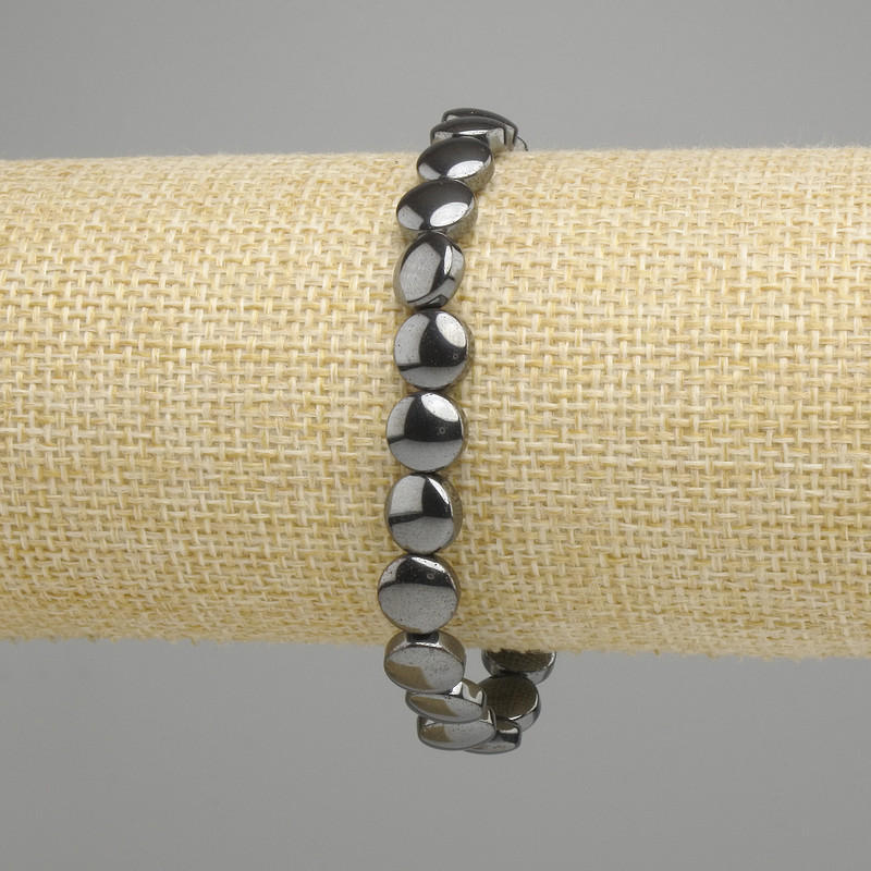 Bracelet Hématite pièce 8 mm +-, longueur 18 cm +- stretch