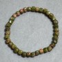 Bracelet Jaspe Héliotrope cubique facetté 5×5 mm, longueur 18 cm, élastique
