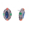 Puces d'oreille avec cristaux bleus en coupe marquise