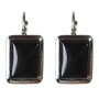 Boucles d'oreilles en agate, monture lisse, pierre rectangulaire 2,3×1,8 cm, longueur 3,5 cm, en solde