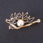 Broche «Bambou fleuri» Flore 5 × 2,5 cm, couleur du métal or