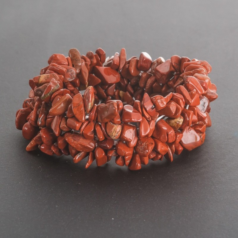 Bracelet jaspe rouge « éclats de pierre » sur élastique