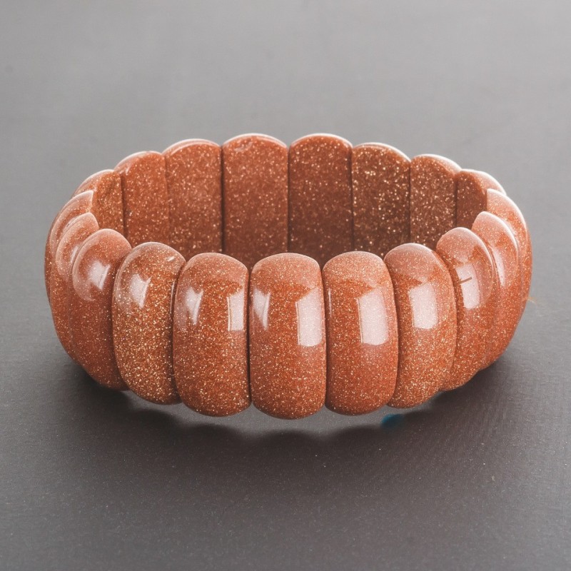 Bracelet en aventurine « Sable doré » sur élastique, maillons rectangulaires 25×12 cm (±)