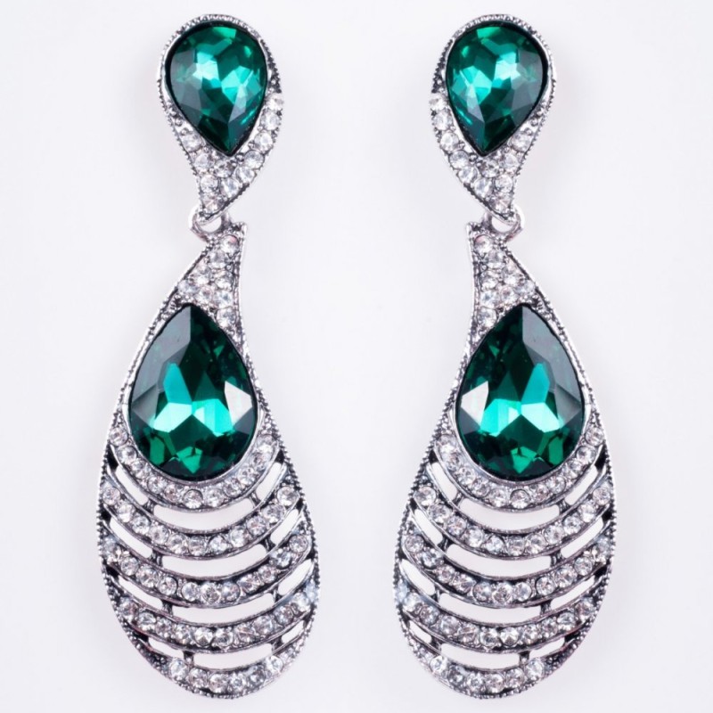 Boucles d'oreilles en cristal «lustres» «chandeliers» «plume»
