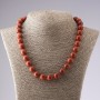 Collier en jaspe rouge, boules lisses de 12 mm, longueur 50 cm