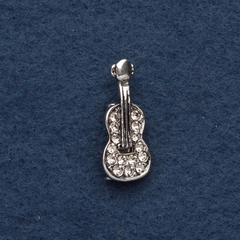 Broche «Violon» 2,5×1 cm en métal gris