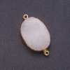 Druse d'agate blanche « Neige » connecteur ovale, diamètre 25 × 40 mm (+/-) métal doré