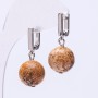 Boucles d'oreilles Élégant jaspe paysage, boule de 12 mm, longueur 29 mm+