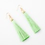 Boucles d'oreilles à pampilles vert clair, longueur 8 cm, couleur du métal doré