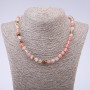 Collier en calcédoine naturelle, diamètre 8 mm, longueur 45 cm
