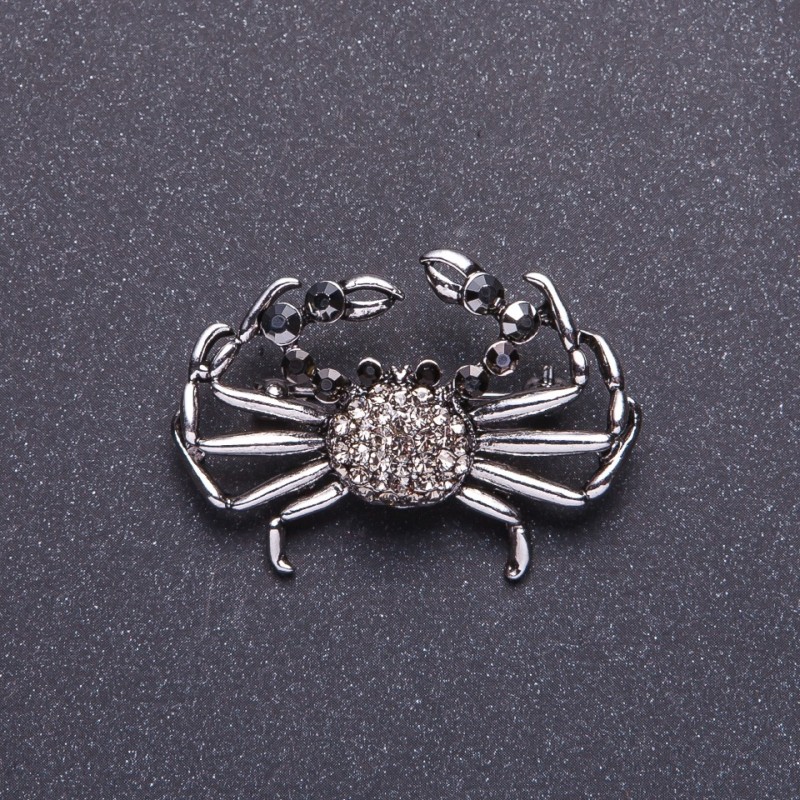 Broche Crabe diamanté couleur argentée 4×2,7 cm