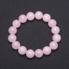 Bracelet élastique en quartz rose naturel, billes lisses, diamètre 12 mm+