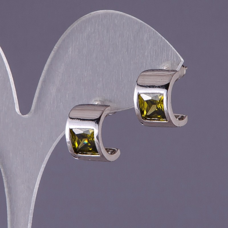 Boucles d'oreilles avec cristaux verts 13×9 mm