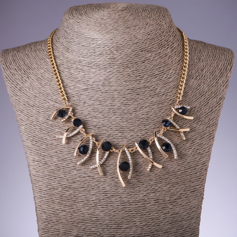 Collier avec des cristaux bleus «Zigzagi», longueur 42–50 cm