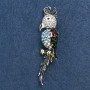 Broche «cacatoès» 7 × 1,5 cm en métal gris