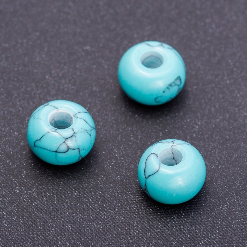 Perle Pandora Turquoise 14 × 10 mm, diamètre du trou 5 mm