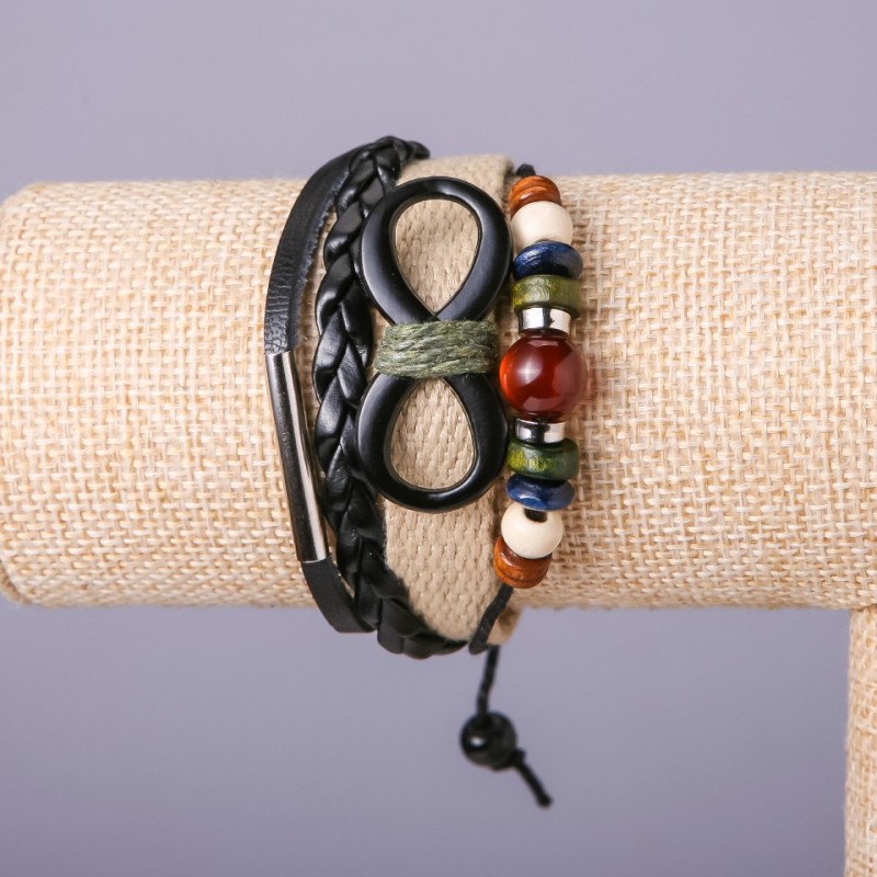 Bracelet enfant «Infini» beige à serrage réglable