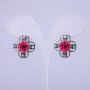 Boucles d'oreilles «Asters» framboise, diamètre 22 mm