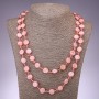 Collier long en nacre rose, perles en forme de pièce, 120 cm