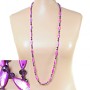Collier long en nacre violacée, forme ovale allongée, 110 cm