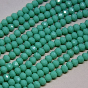 Perles en cristal tchèque mat « pois vert » rondelle, diamètre 6×5 mm, longueur 40 cm