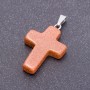 Pendentif croix en aventurine, sable doré, 18×25 mm