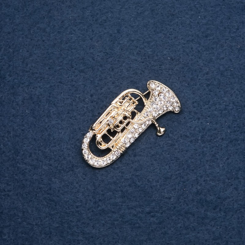 Broche musicale «Trompette» 47×26 mm couleur métal «or»