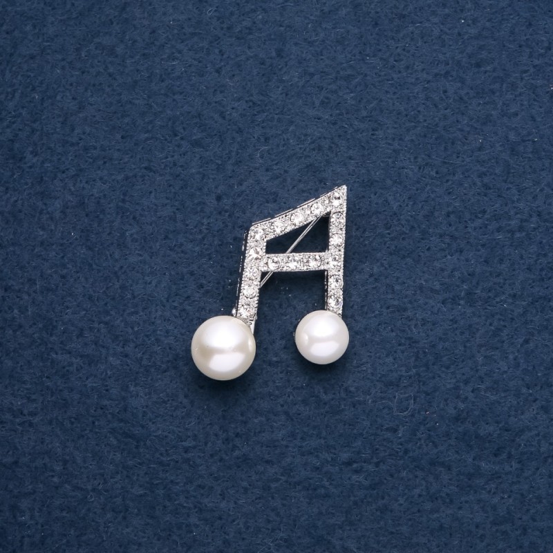 Broche musicale en solde «Note» 30 × 34 mm couleur argent
