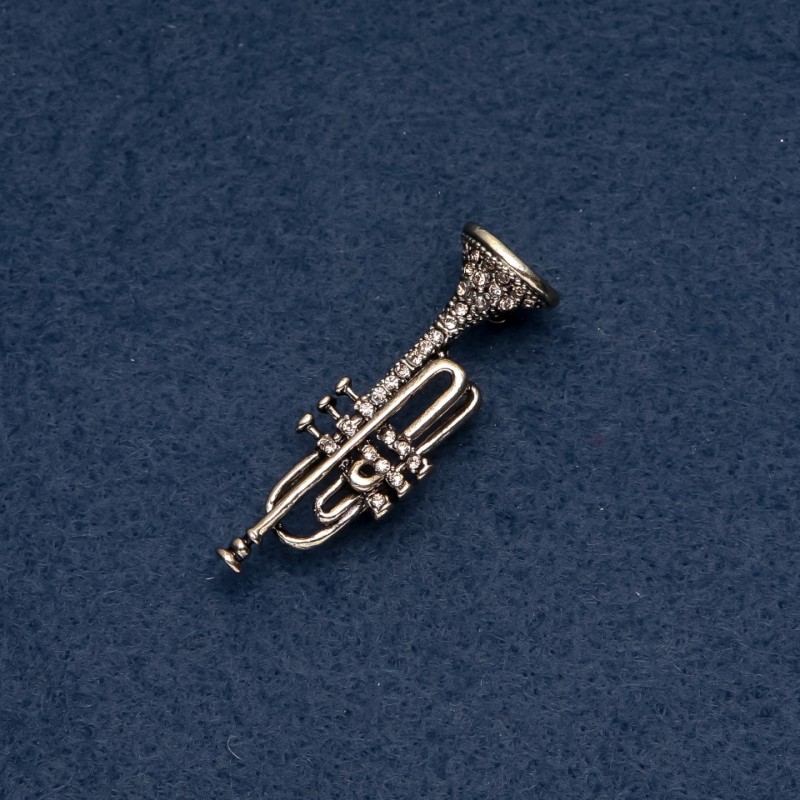 Broche musicale «Trompette» 48×16 mm couleur métal bronze