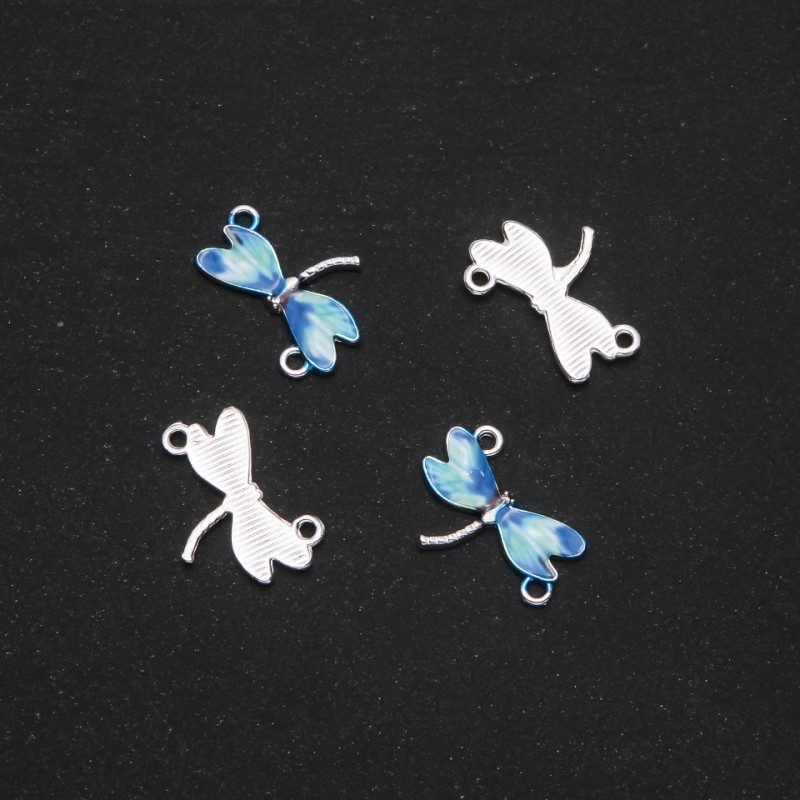 Connecteur libellule émaillé bleu, 22×16 mm, conditionnement 4 pièces