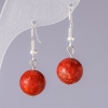 Boucles d'oreilles en corail éponge naturel, billes lisses, diamètre 14 mm, longueur 3 cm