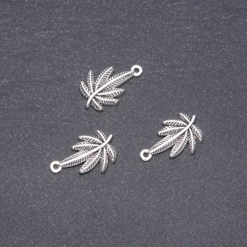 Fournitures – Pendentif Feuille de Chanvre 15 × 23 mm, conditionnement 20 g ± 10 pièces