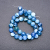 Perles d'agate bleue - billes lisses de 10 mm, sur fil, longueur 37 cm