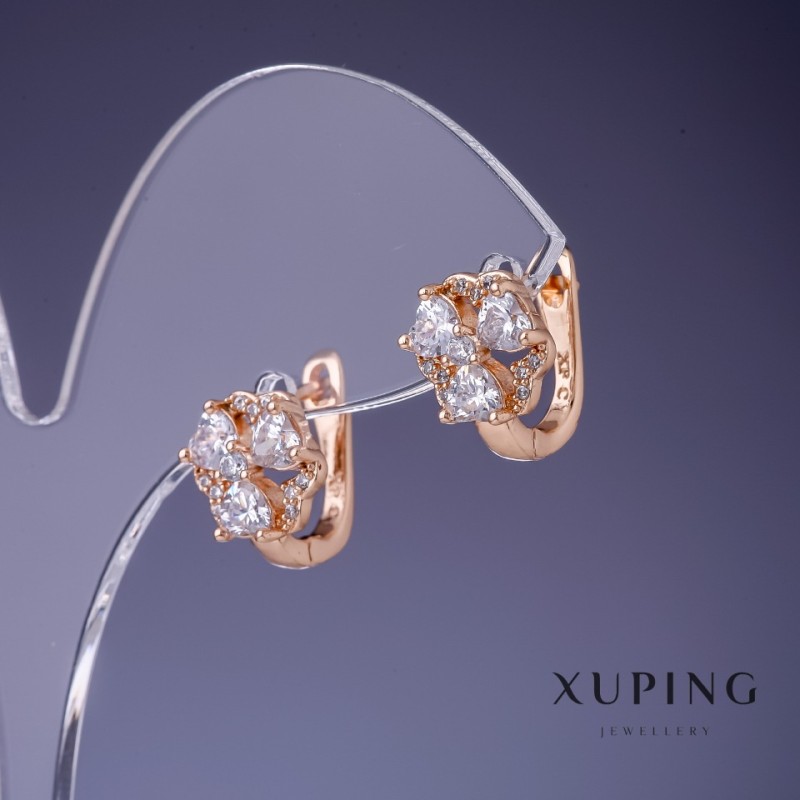Boucles d'oreilles Xuping «Trèfle» 14×10 mm plaqué or 18K